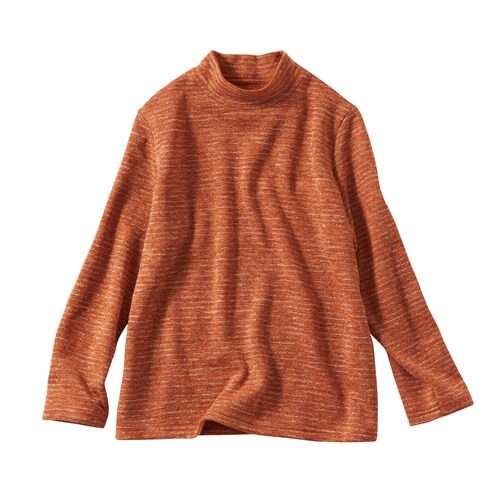 [機能素材であたたかい] エアロモア裏起毛ボーダープルオーバー（日本製）