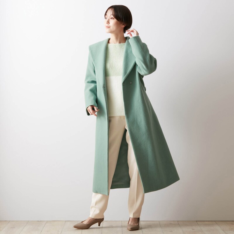 日本製ウール混素材を使用したショールカラーコート(スタイルノート  