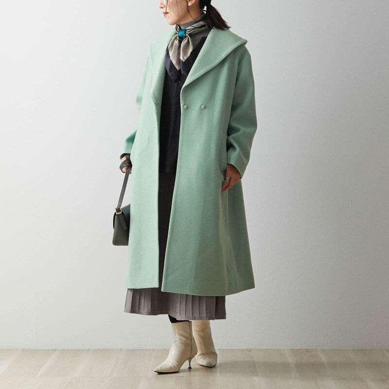 日本製ウール混素材を使用したショールカラーコート(スタイルノート  