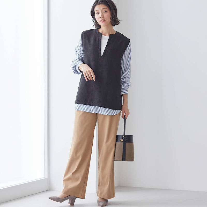 モデル身長168cm／M ベストのみ着用＜グレー系＞