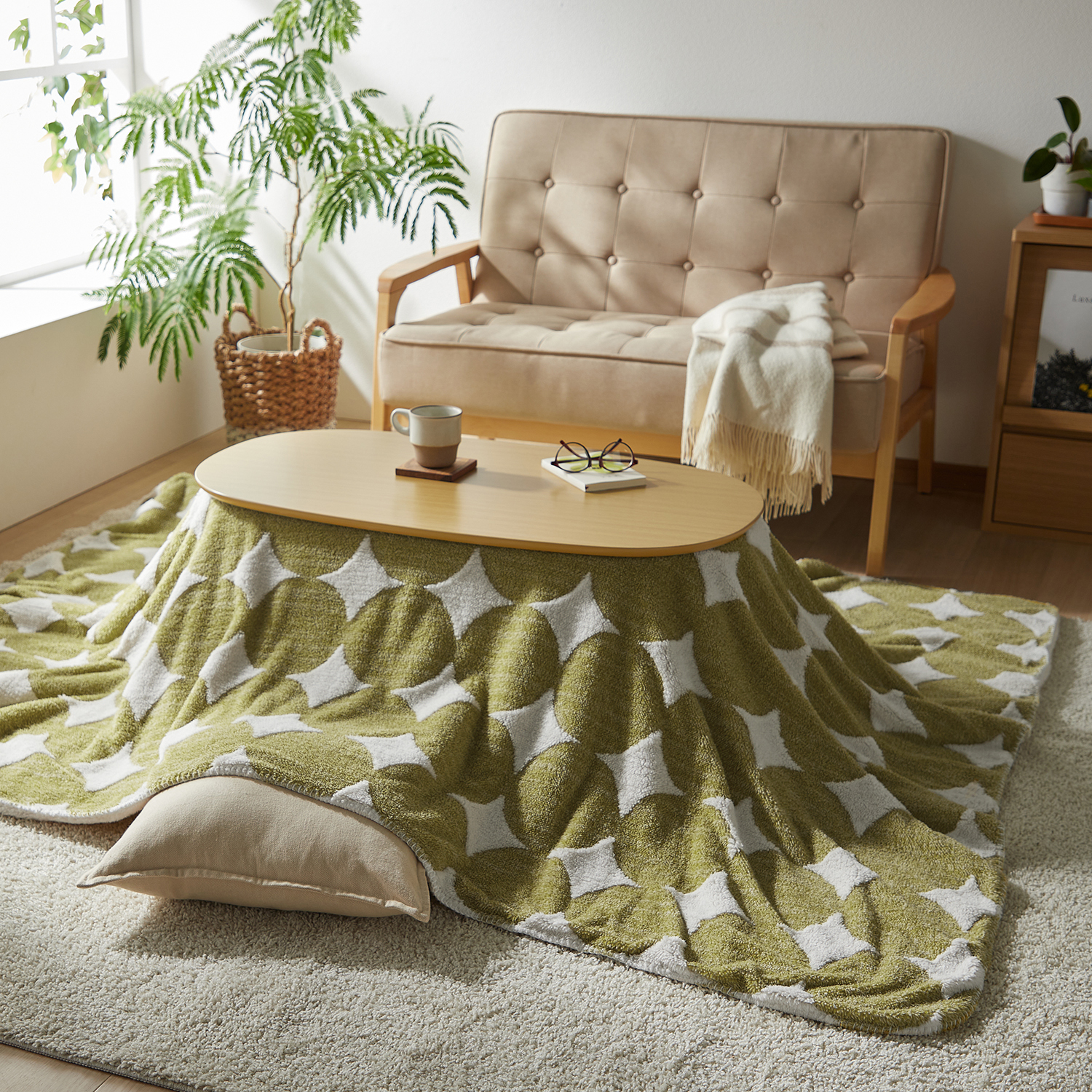 【ベルメゾン】コンパクト楕円こたつテーブル & こたつ布団セット 【北欧調】 【ベルメゾン】コンパクト楕円こたつテーブル & こたつ布団セット 【北欧調】