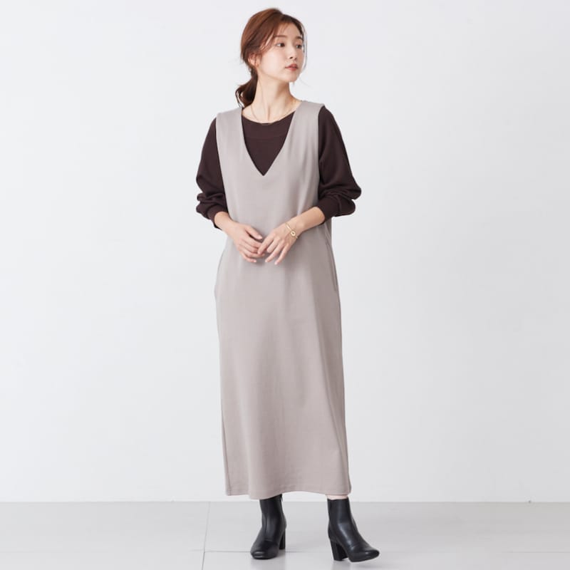 モデルの身長は160cm、着用サイズロング丈Ｍ