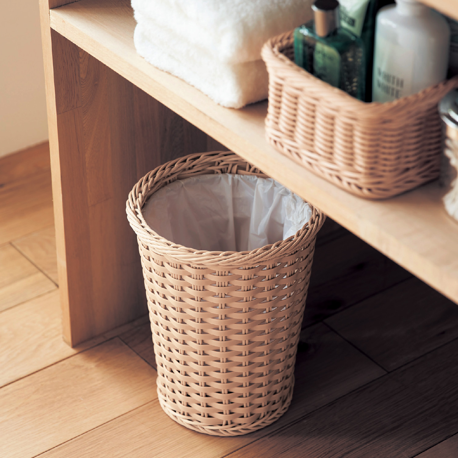 【12月25日までお得】 ゴミ袋が目立たない 洗えるラタン調ゴミ箱 大小2種セット