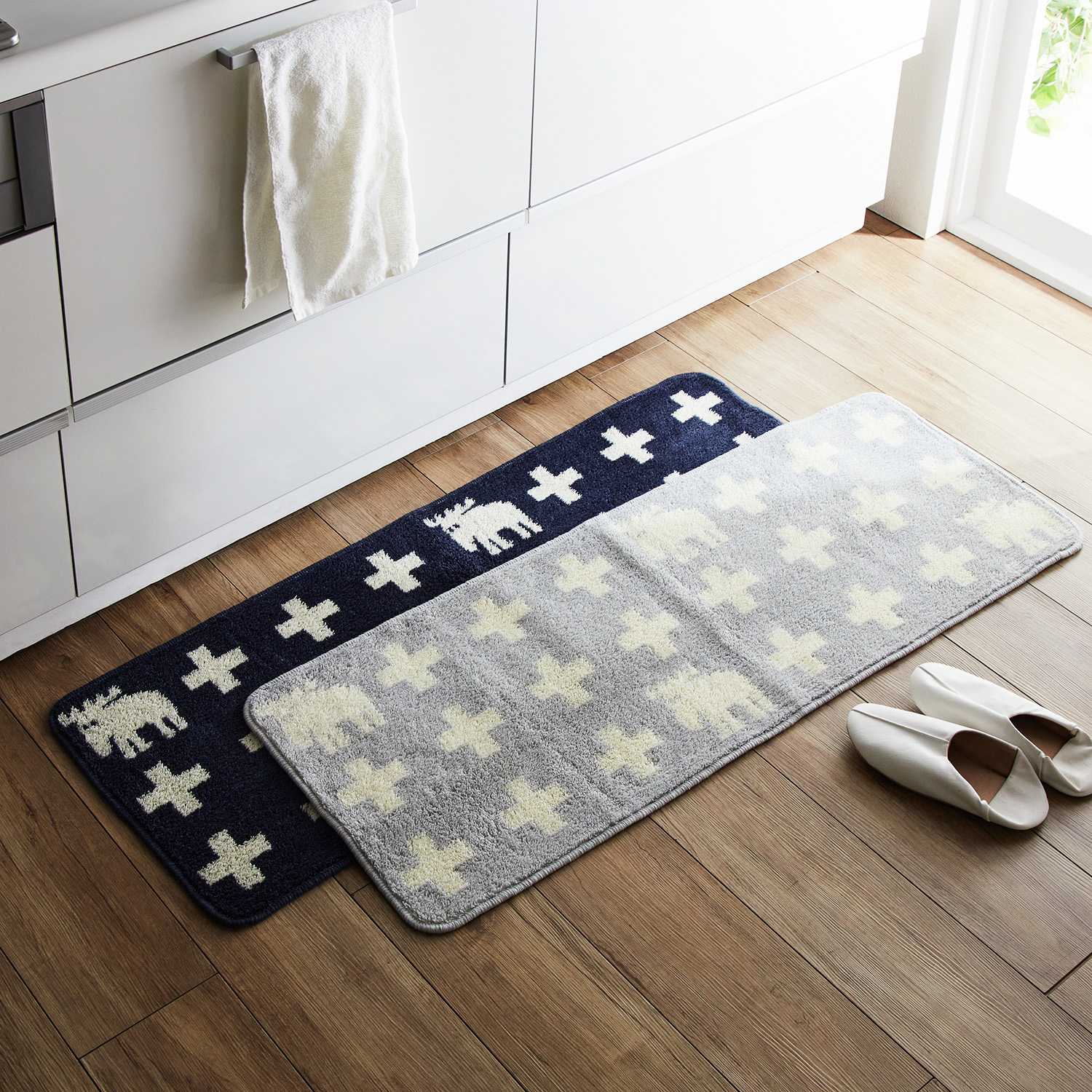 【モズ/moz】エルク柄デザインのキッチンマット/MOZ