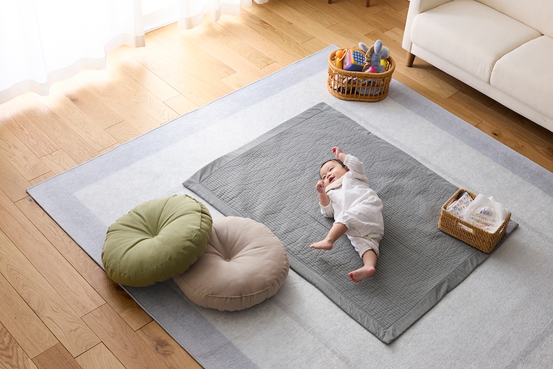 グレー／約９０×１２０：低ホルムアルデヒド仕様。ベビーのいるおうちにもおすすめ
