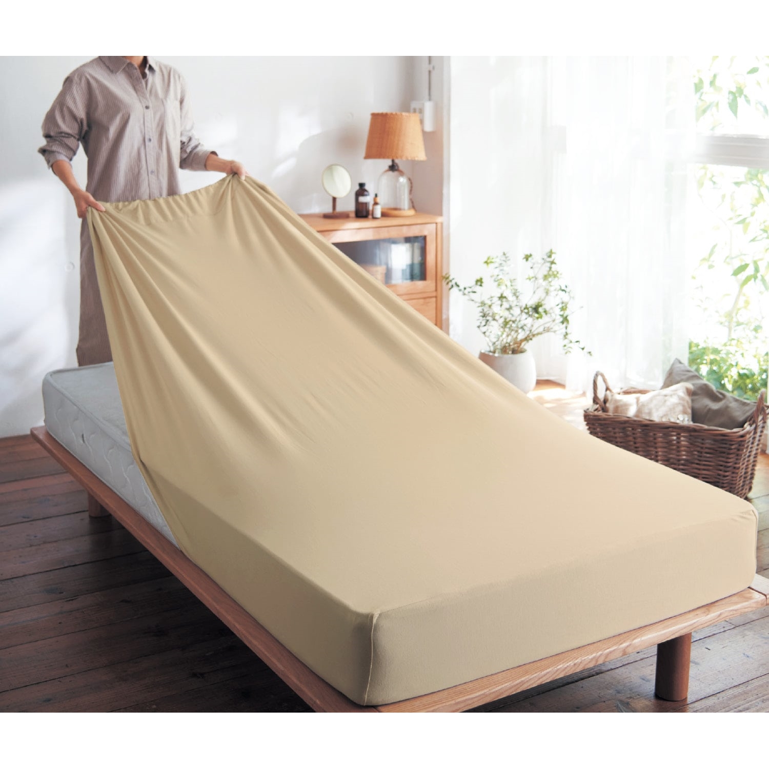 綿混素材を使ったのびのびシーツ 【セミシングル~ダブルまで】 綿混素材を使ったのびのびシーツ 【セミシングル~ダブルまで】