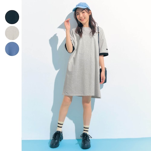 プチプラ！レイヤード風綿素材ハーフスリーブタフＴワンピース 【子供服 半袖】