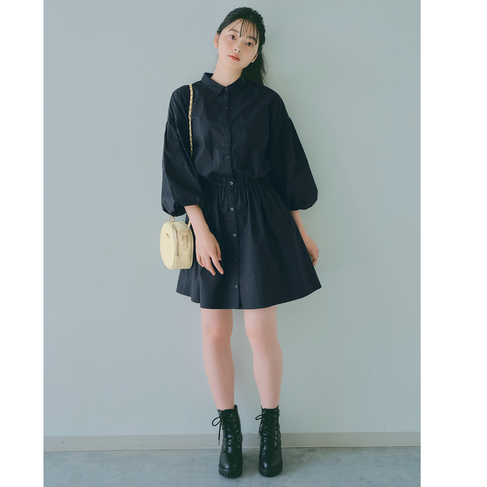 【パペル ラピス/Papel lapiz】バルーンスリーブボリュームギャザー綿素材ワンピース 【子供服】