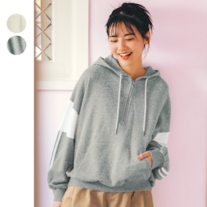 【STANDARD me】袖切替えハーフジップボリューム綿裏毛スウェットパーカ 【子供服】