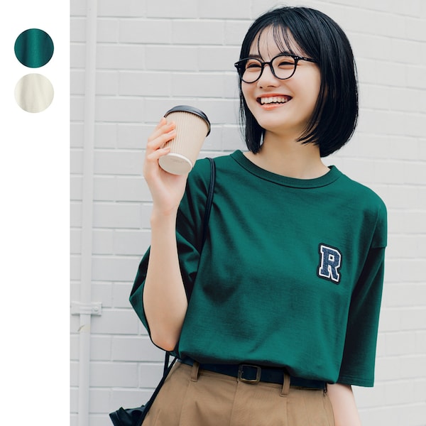 【STANDARD me】サガラ刺繍ワッペン使い綿素材ハーフスリーブタフTシャツ 【子供服 半袖】