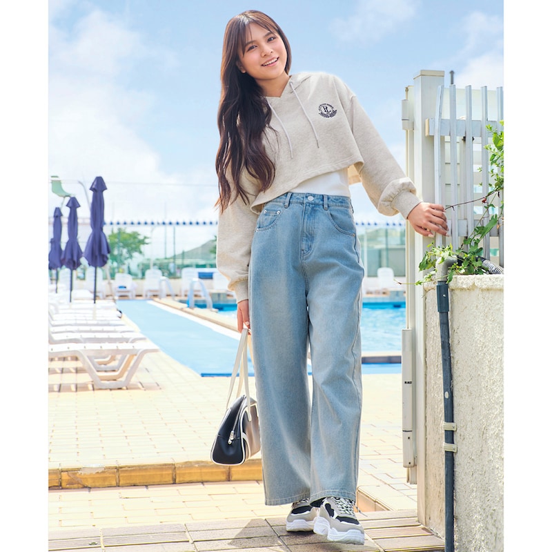 ホワイト杢グレー／モデル身長163cm・サイズJ-M