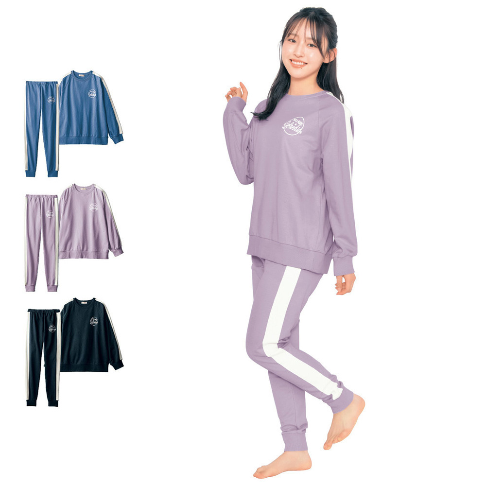 【パペル ラピス/Papel lapiz】ライン入り綿ミニ裏毛パジャマ 【子供パジャマ 長袖】 【パペル ラピス/Papel lapiz】ライン入り綿ミニ裏毛パジャマ 【子供パジャマ 長袖】