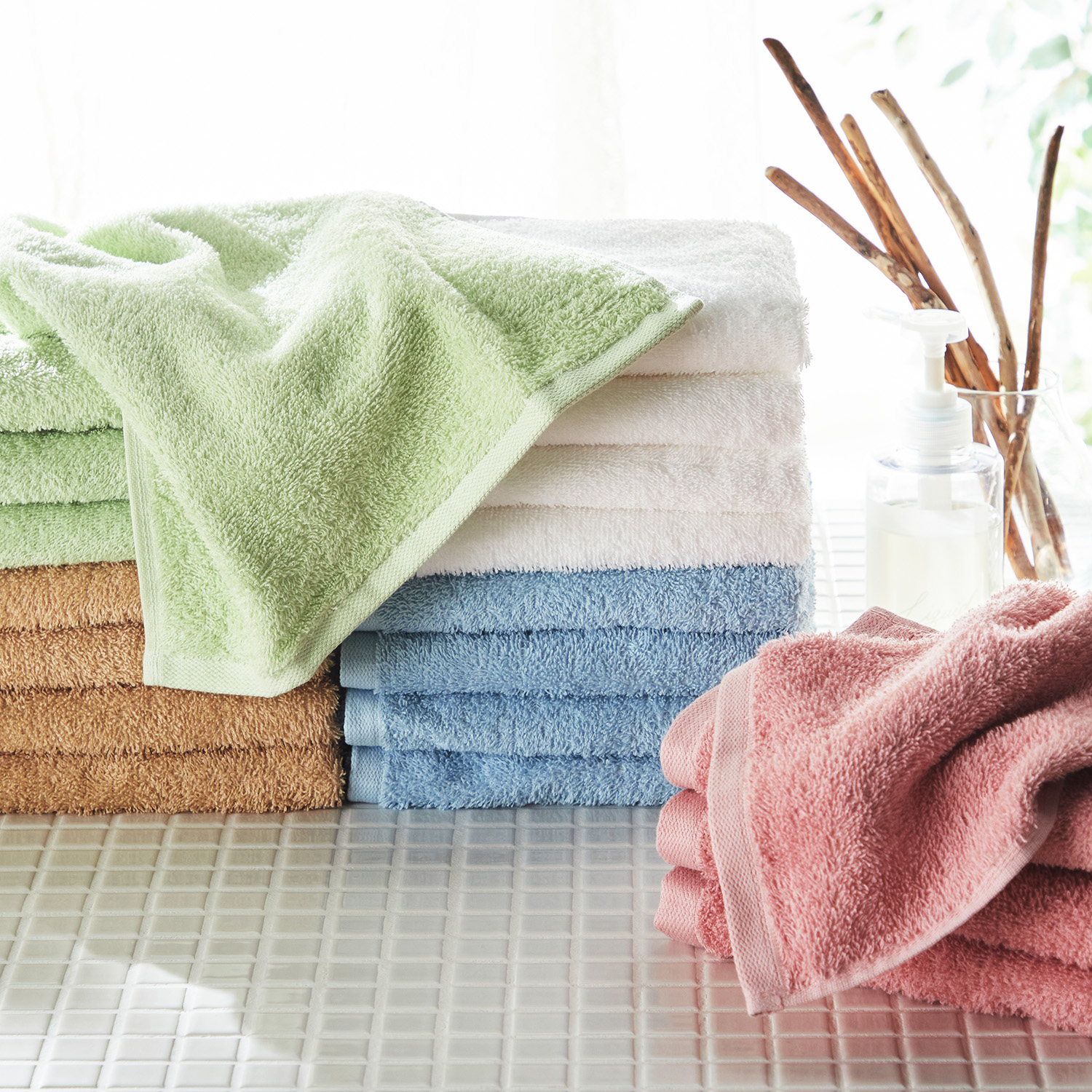 【ベルメゾン】日常使いにぴったりの定番フェイスタオル4枚セット 【ベルメゾン】日常使いにぴったりの定番フェイスタオル4枚セット