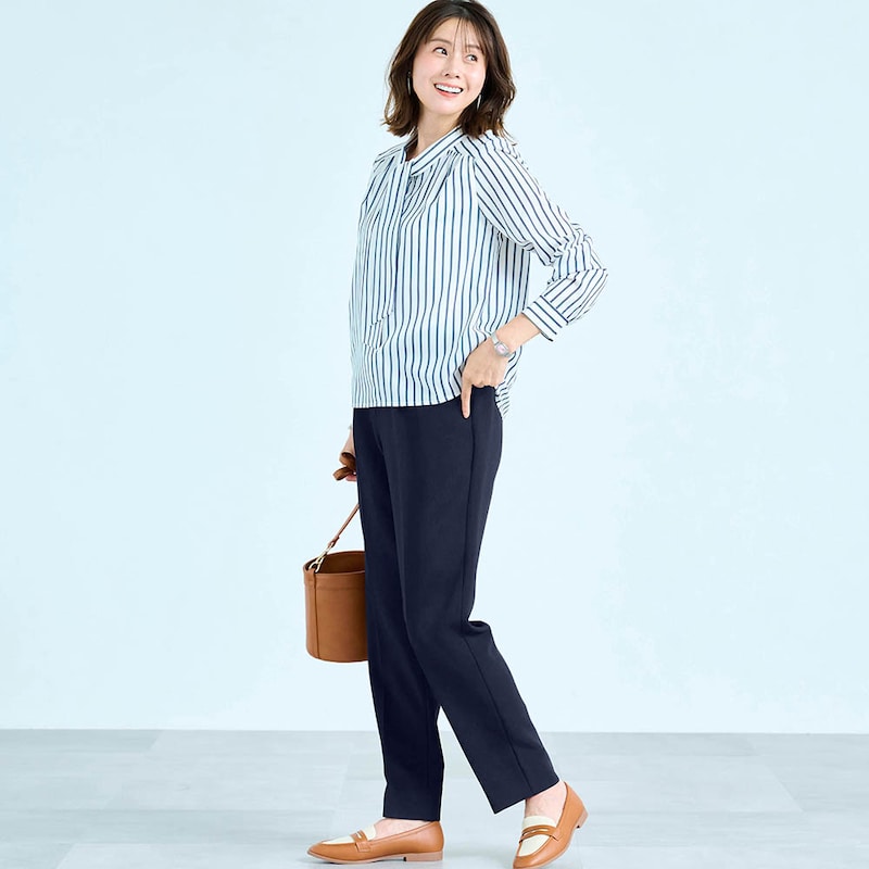 モデル身長168cm／M・股下68cm ※写真は撮影用のため股下＋6cm、パンツのみ着用