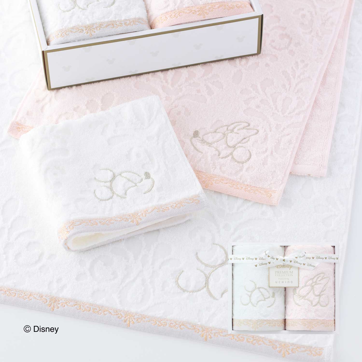 【ディズニー/Disney】ゲストタオル2枚セット (プレミアム)「ミッキー & ミニー」