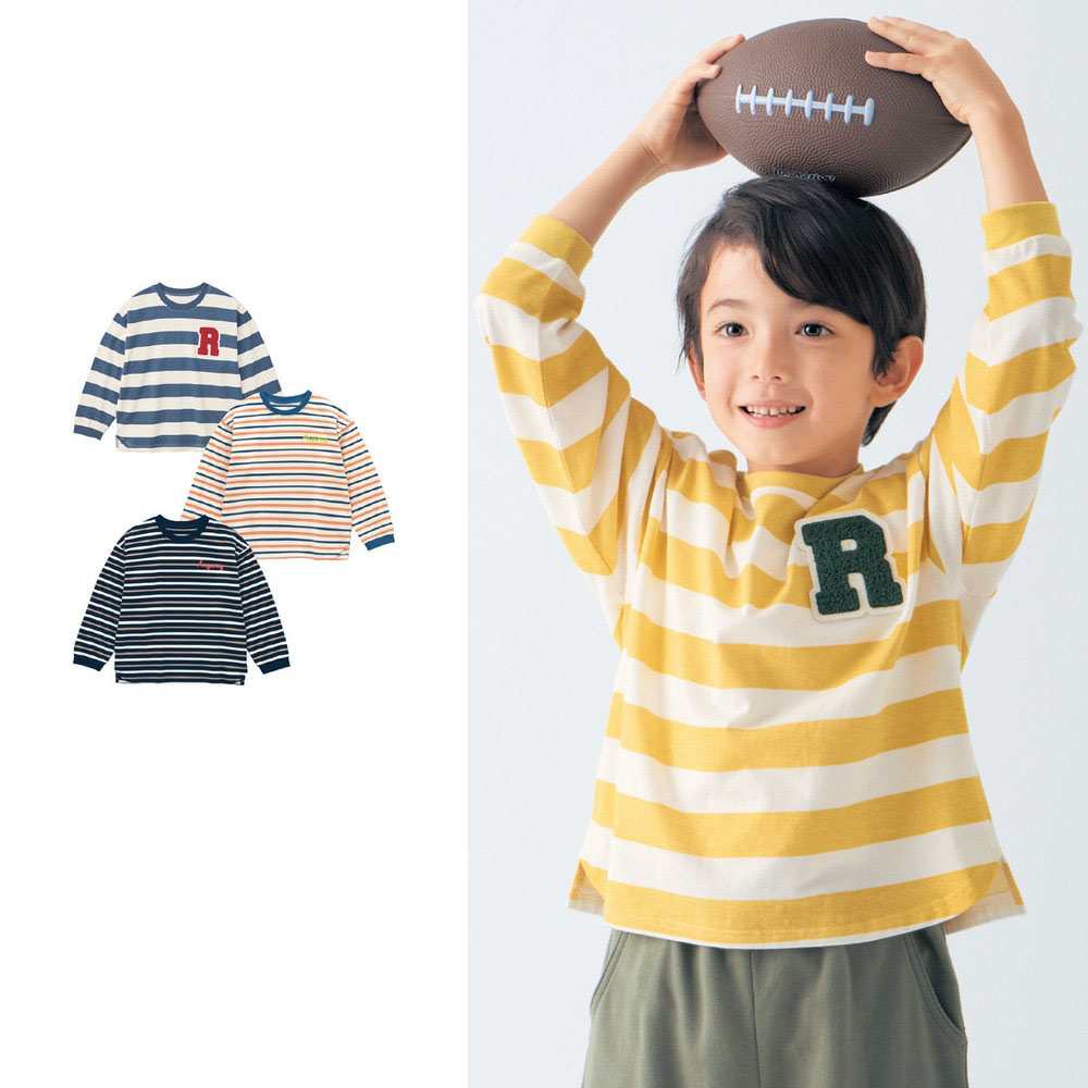 【ジータ/GITA】胸元ワンポイントボーダー長袖Tシャツ 【子供服】