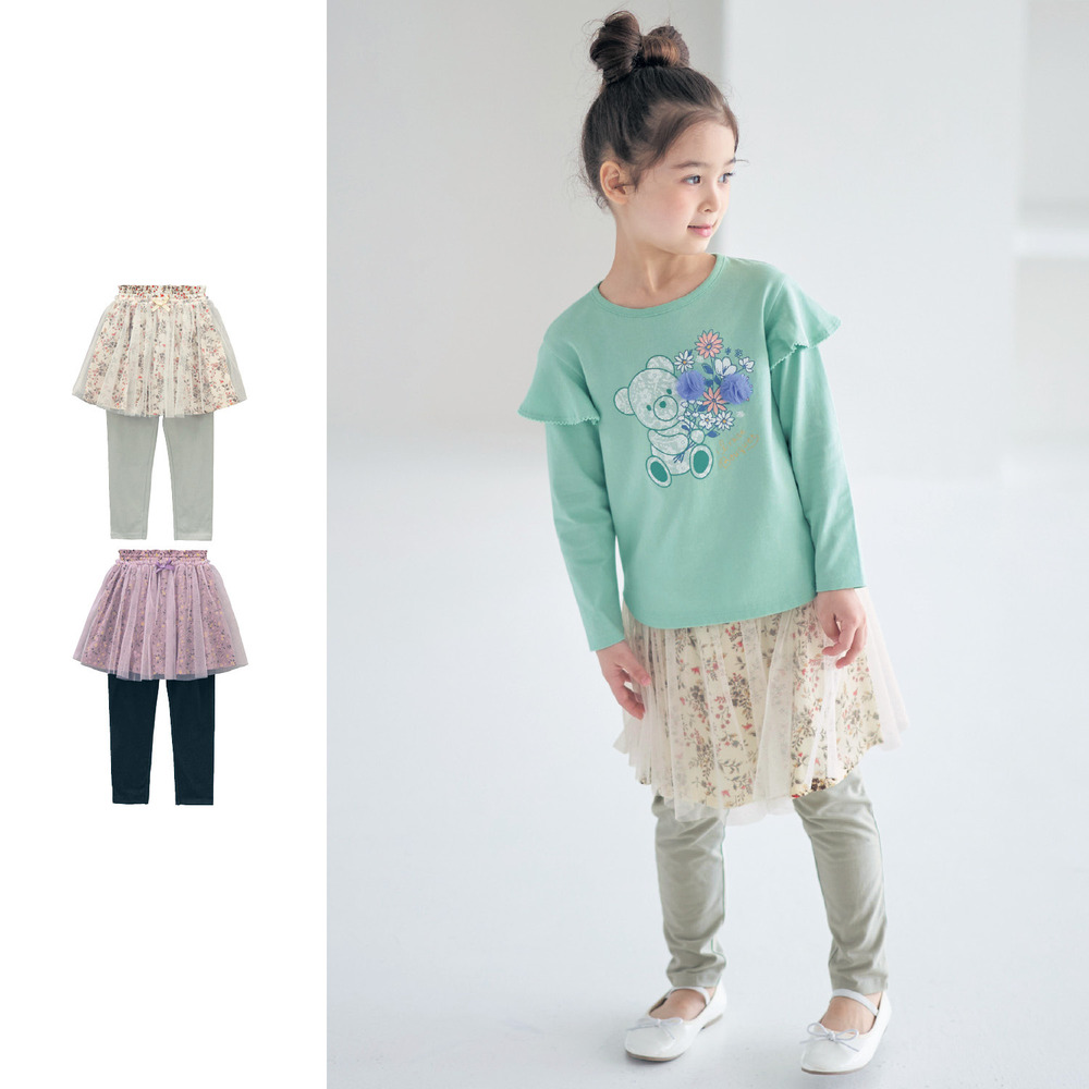 【ベルメゾン】チュール重ね花柄スカッツ 【子供服】