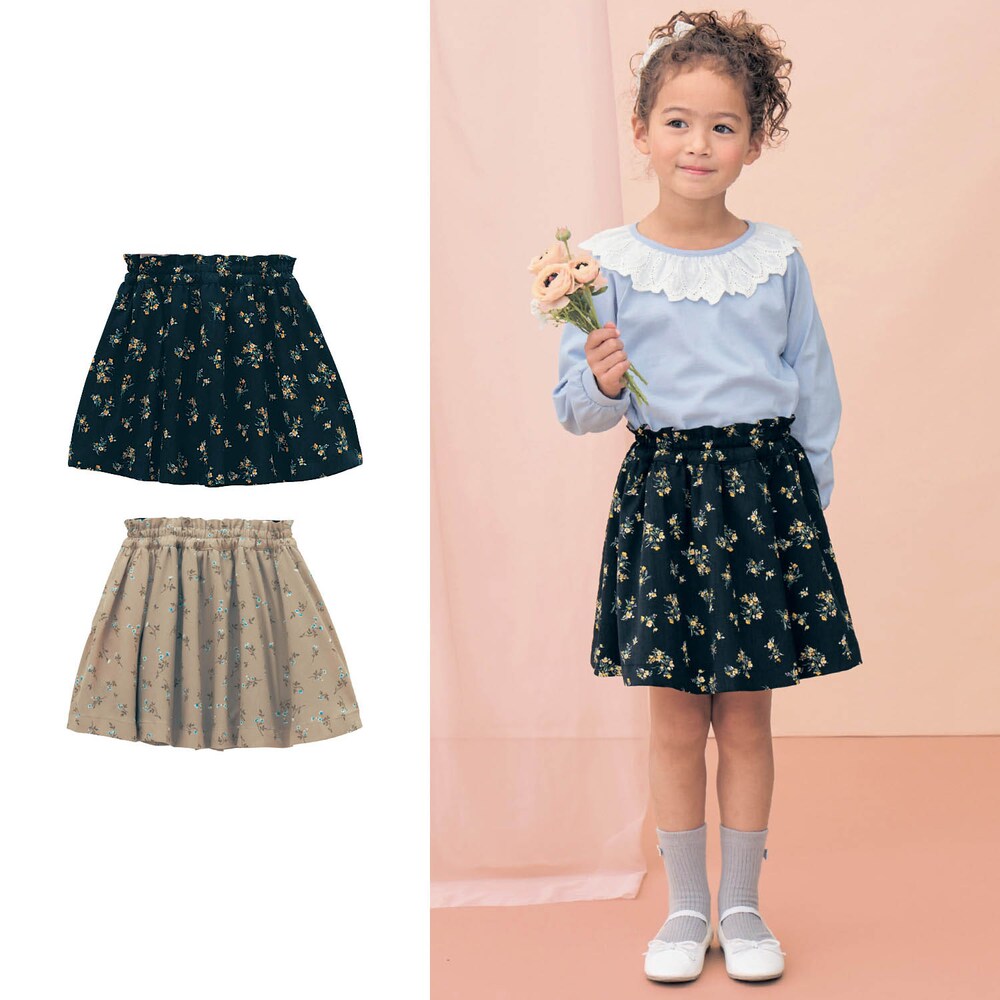 【ベルメゾン】ウエストフリル花柄リバーシブルスカート 【子供服】