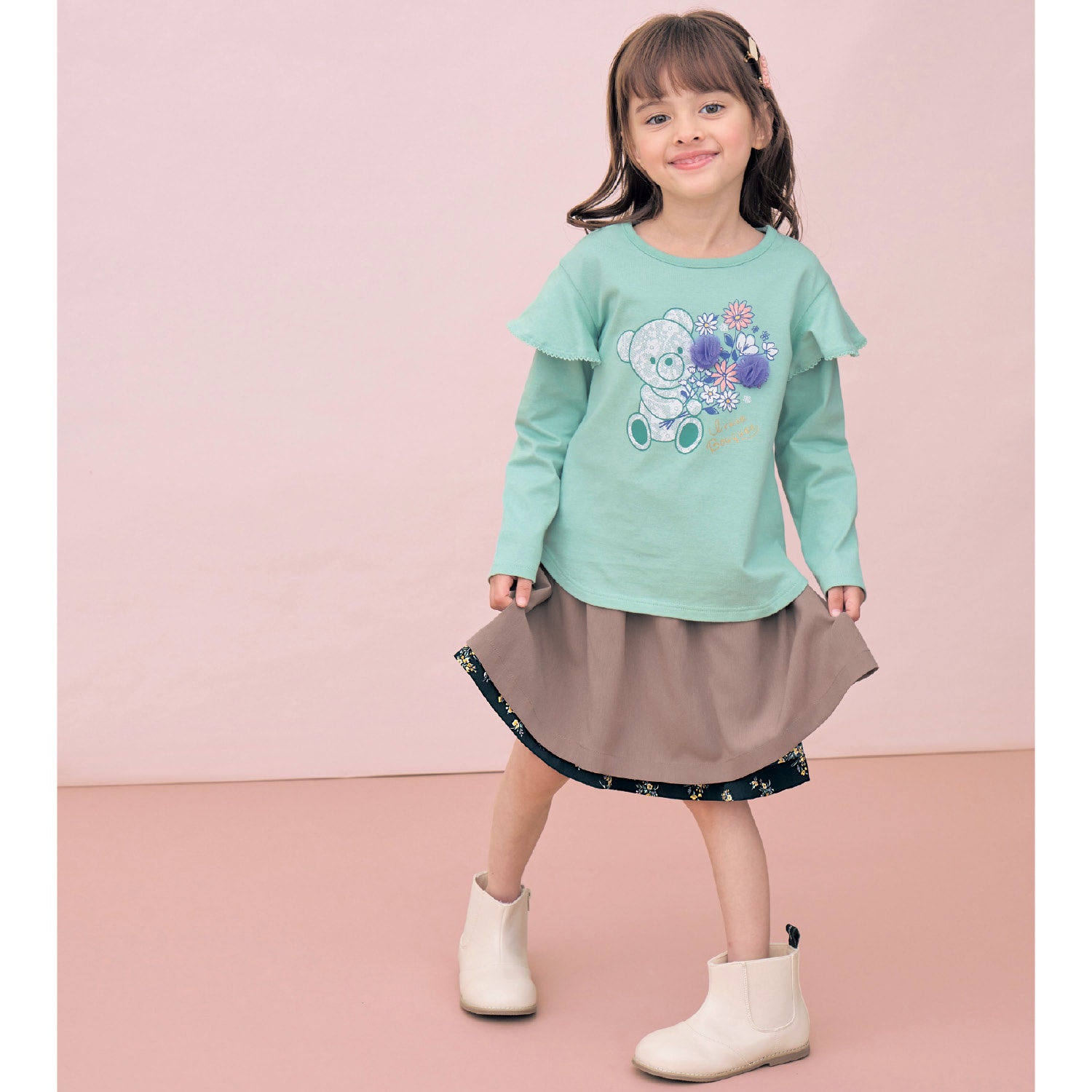 ウエストフリル花柄リバーシブルスカート 【子供服】｜通販の