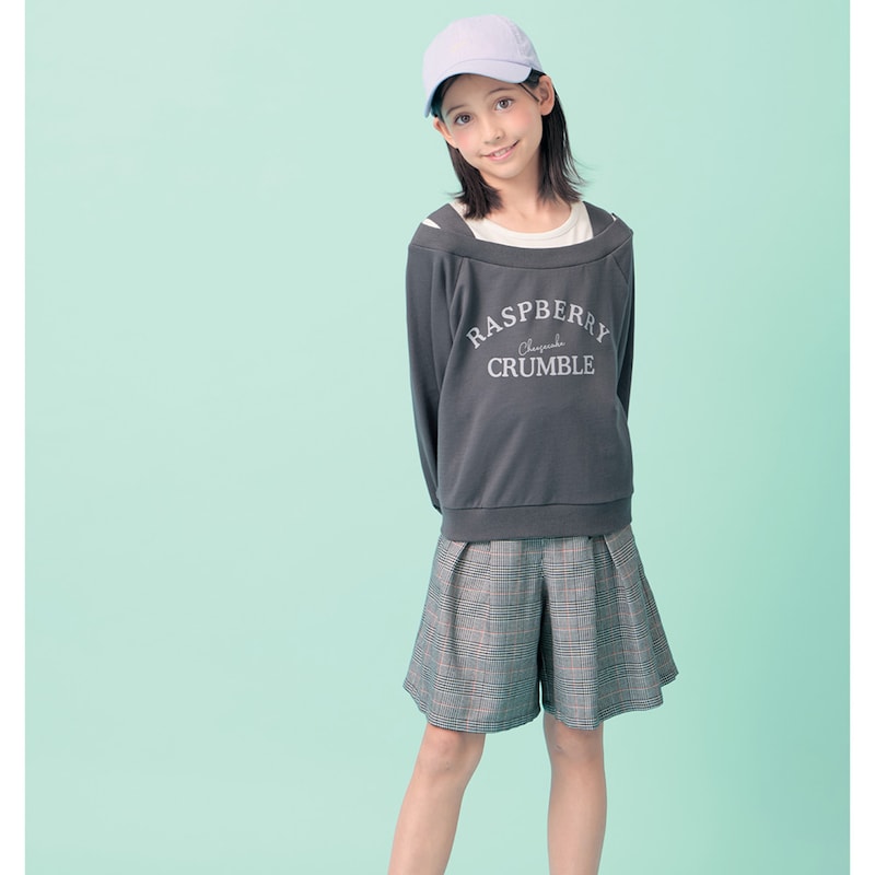 グレンチェック／モデル身長137.5cm・サイズ140