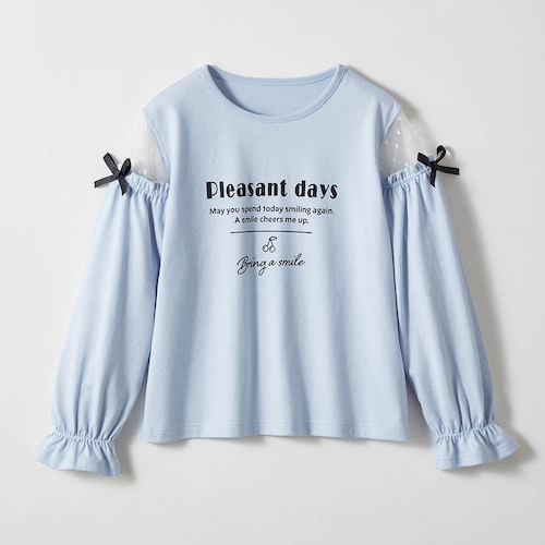 肩ドットチュール切替えキャンディースリーブプルオーバー 【子供服 長袖】