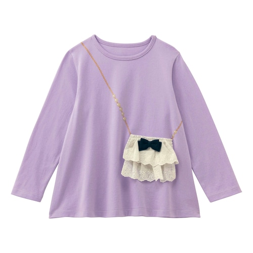 モチーフ付きデコデザインＡライン長袖Ｔシャツ 【子供服】