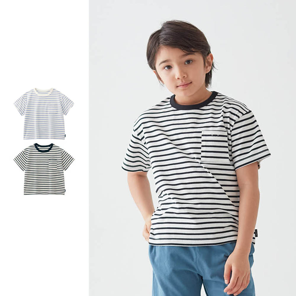 【ジータ/GITA】名札ココ胸ポケット付きボーダー半袖Tシャツ 【子供服】