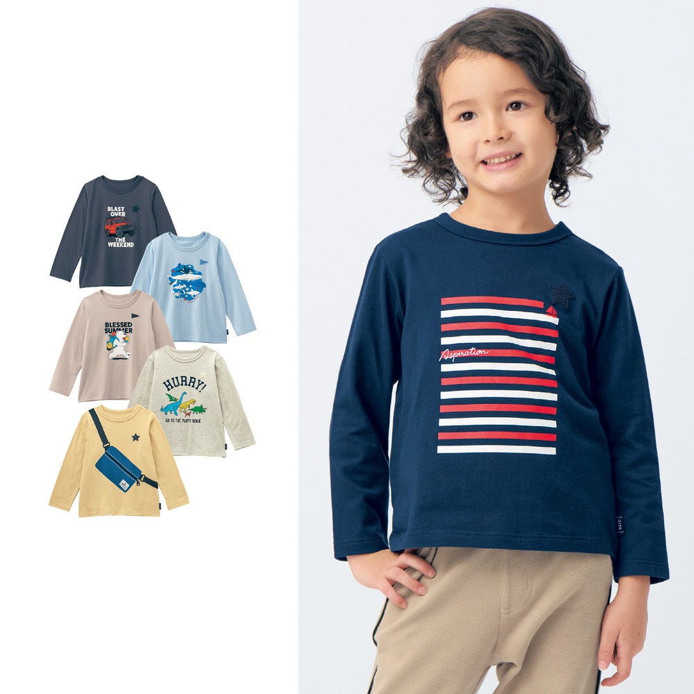 名札ココ選べるプリント長袖Tシャツ 【子供服】(ジータ/GITA) 名札ココ選べるプリント長袖Tシャツ 【子供服】(ジータ/GITA)