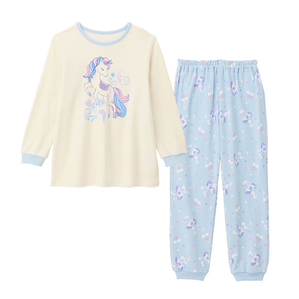 股上深めでおなかが出にくいガールズスムース綿素材パジャマ 【子供