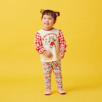 アイボリー×レッドチェック／モデル身長84cm・体重12kg