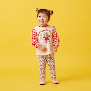 アイボリー×レッドチェック／モデル身長84cm・体重12kg