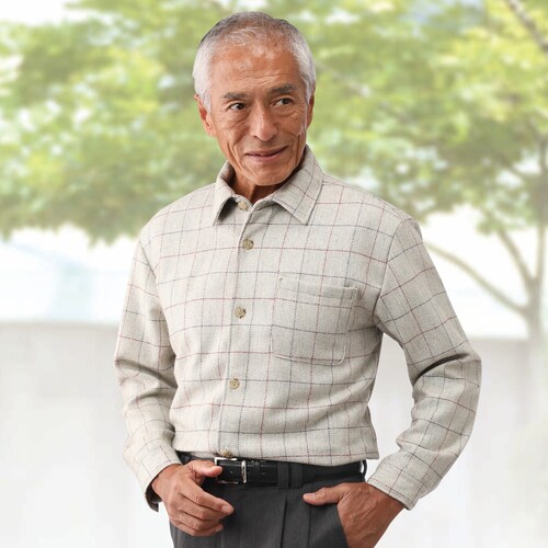 尾州織ウール混シャツ