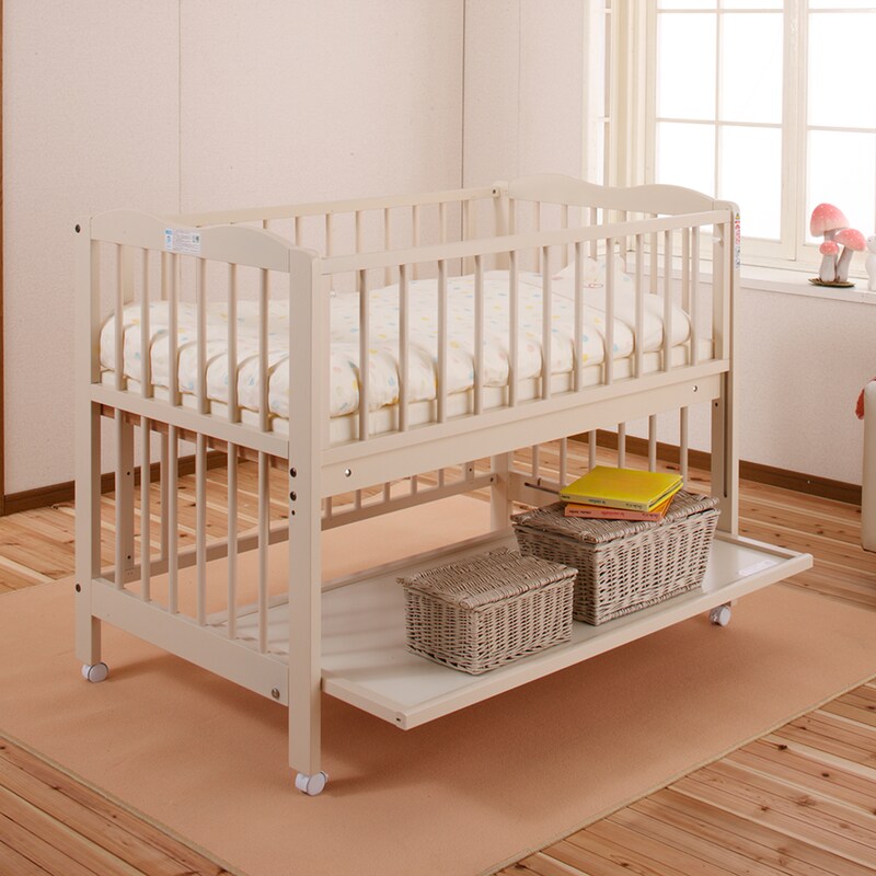 低ホルマリンのスライド収納棚付きベビーベッド ［日本製］｜通販の  
