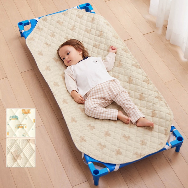 【ベルメゾン】さらっとした綿混素材のキルティングコットカバー(はたらくくるま・くま)