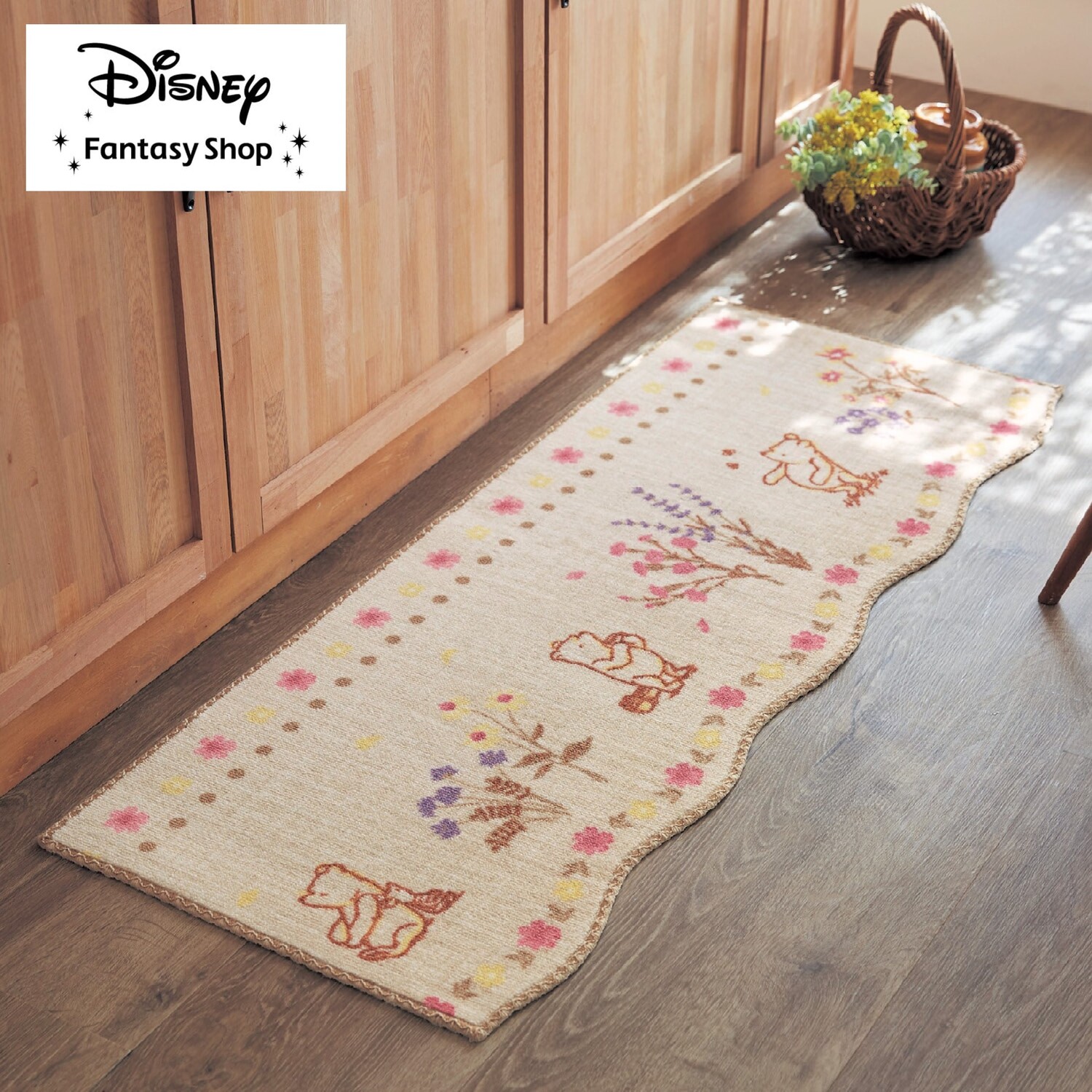 【ディズニー/Disney】スカラップのキッチンマット「クラシック・プー」 【ディズニー/Disney】スカラップのキッチンマット「クラシック・プー」