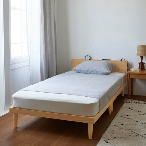コンセント＆ヘッドボード付き10分で組み立てられるすのこベッド 「カンタンベッド」 ＜シングル＞