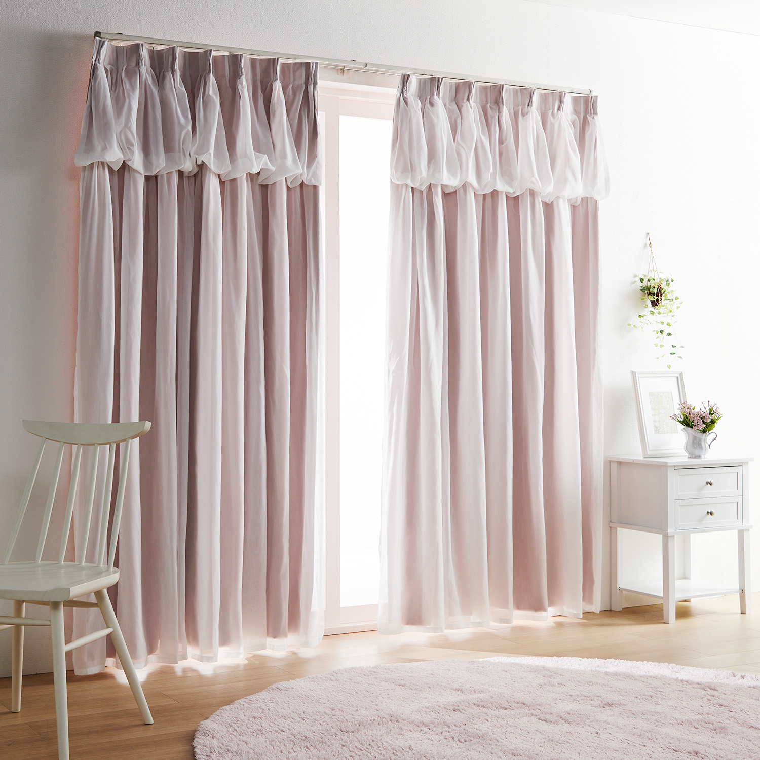 【ベルメゾン】【53サイズ】 遮光・遮熱・防炎レイヤードカーテン