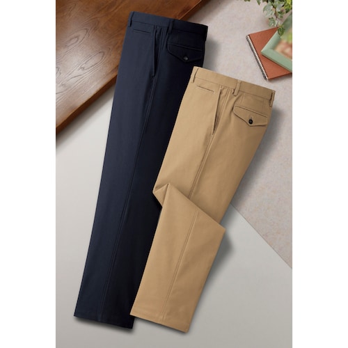 裏起毛のびのびストレッチパンツ（同サイズ２色組）