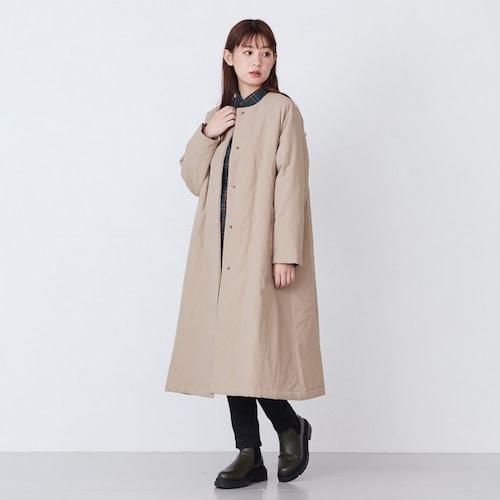 【12月5日セール追加】 中綿ノーカラーロングコート