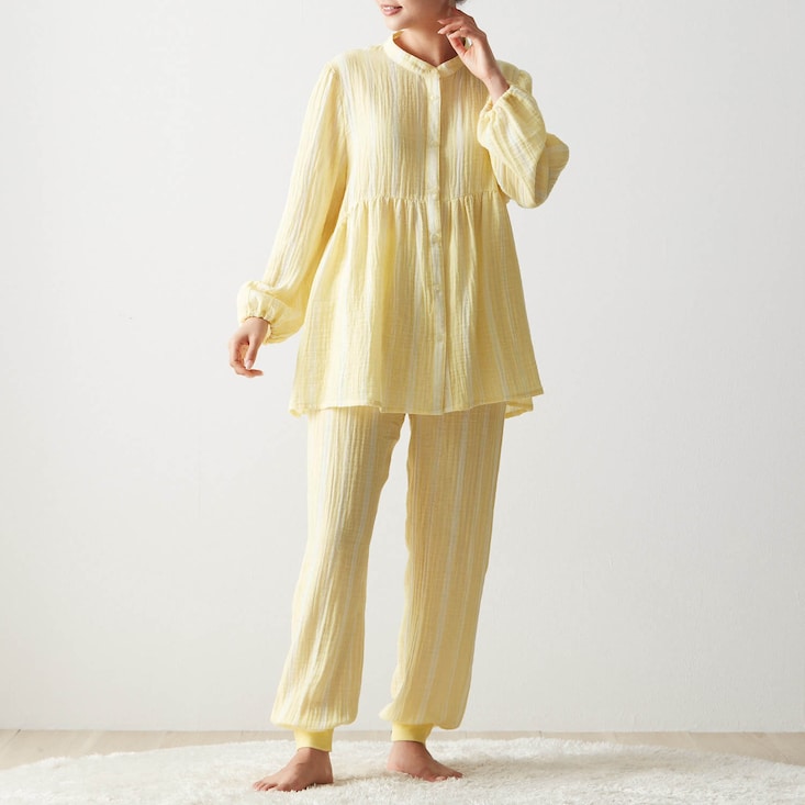 【新色追加】 寝ても覚めても着ていたいふっくら綿ガーゼパジャマ