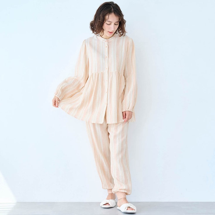 【新色追加】 寝ても覚めても着ていたいふっくら綿ガーゼパジャマ