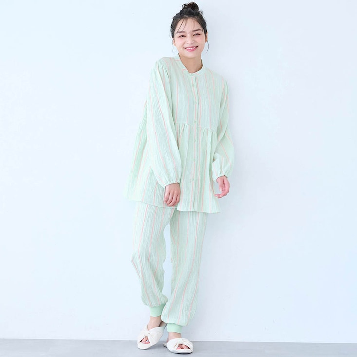 【新色追加】 寝ても覚めても着ていたいふっくら綿ガーゼパジャマ