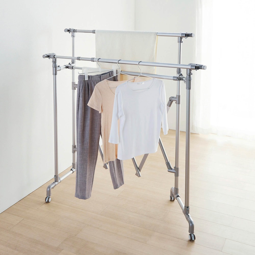 物干しにぶつかり、本体の脚が動いても竿が簡単に落ちなくなりました。
