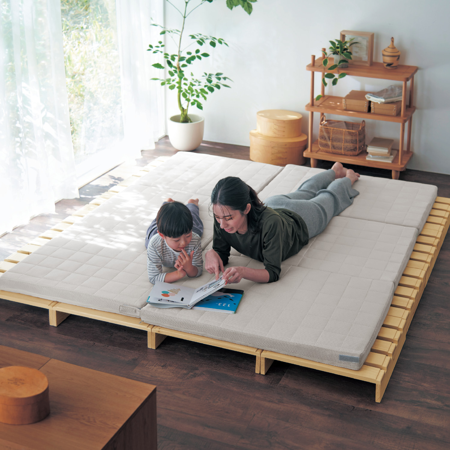 【BELLE MAISON DAYS】子供と眠るを考えた丸洗いできる折りたたみマットレス 【厚さ約7cm】【3つ折り】