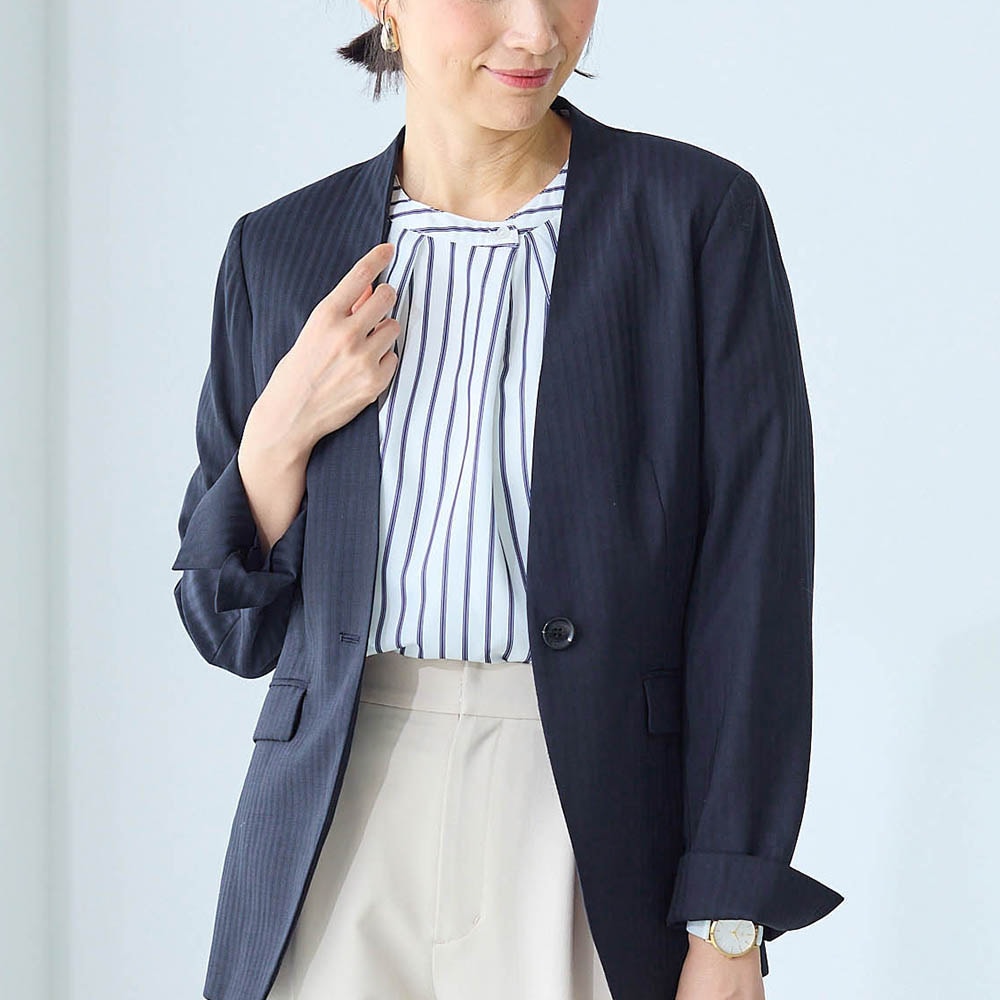 ウール混ストレッチジャケット(腕はり)(ラシサ/Rashisa)｜通販の