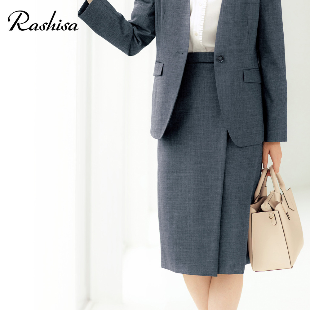 【ラシサ/Rashisa】ウール混ストレッチラップ風スカート