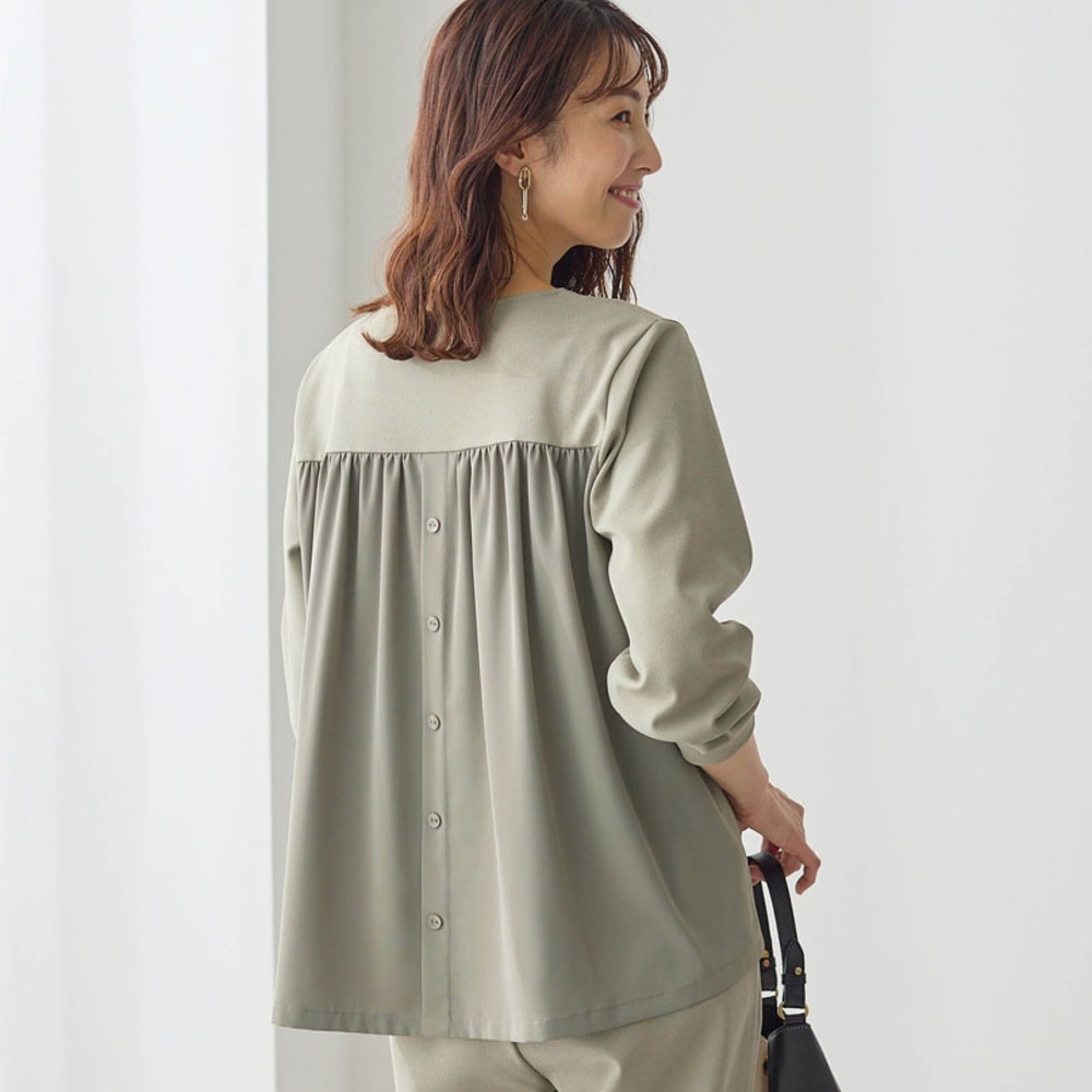 【スタイルノート/StyleNote】【12月9日セール追加】 ストレッチジョーゼット後ろ異素材使いブラウス