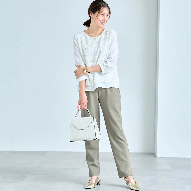 モデル身長168cm／M・股下65cm　※写真は撮影用のため股下+6cmになります。