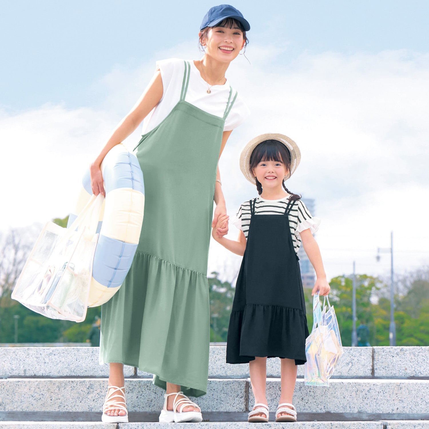 親子でリンク裾切替えフレアキャミワンピース 【子供服】｜通販のベルメゾンネット