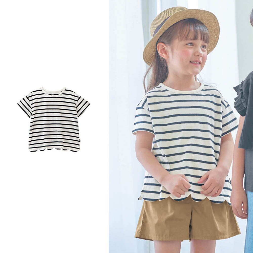 【ジータ/GITA】薄くて涼しいバックリボン裾スカラップTシャツ 【子供服 半袖】